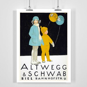 Altwegg und Schwab Strickwaren Vintage Werbeposter - gerahmt / ungerahmt