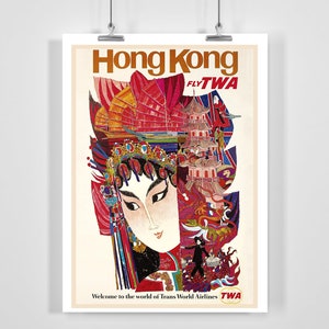 Hong Kong China Asia Vintage Travel Poster - Framed / Unframed