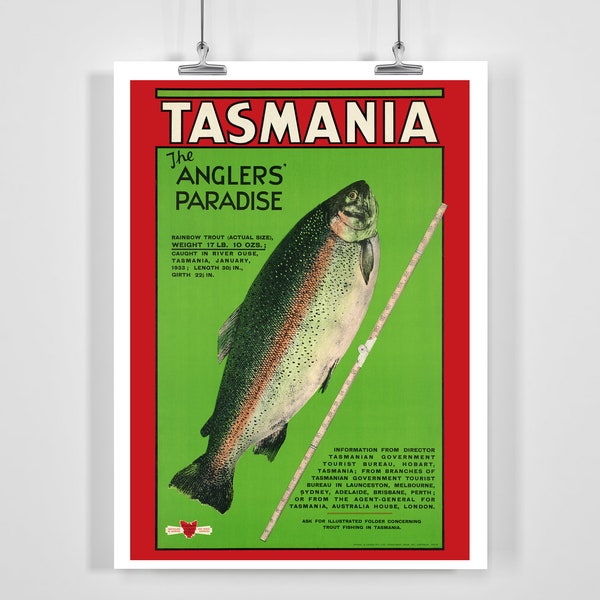 Tasmania Australia Vintage Travel Poster - Framed / Unframed