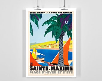 TW33 Vintage Cote D'Azur Sainte-Maxime French France Travel Poster A2/A3 