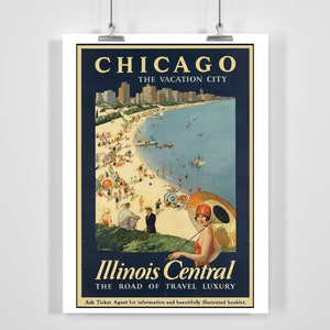 Chicago Vacation City Vintage Travel Poster - Framed / Unframed