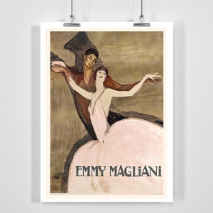 Emmy Magliani Italienische Tänzerin Prima Ballerina Ballett Vintage Werbeplakat - Gerahmt/Ungerahmt
