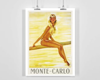 Monte Carlo Monaco Vintage Travel Poster - Framed / Unframed