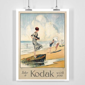 Fotografía publicitaria vintage junto al mar Cartel publicitario vintage (enmarcado o sin marco)