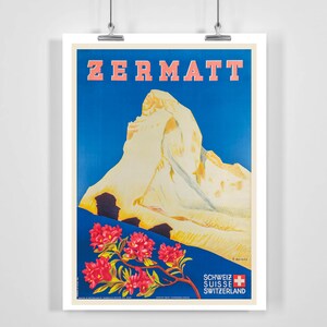 Zermatt Switzerland Vintage Travel Poster - Framed / Unframed