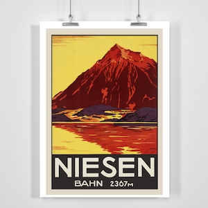 Niesen Switzerland Vintage Travel Poster - Framed / Unframed