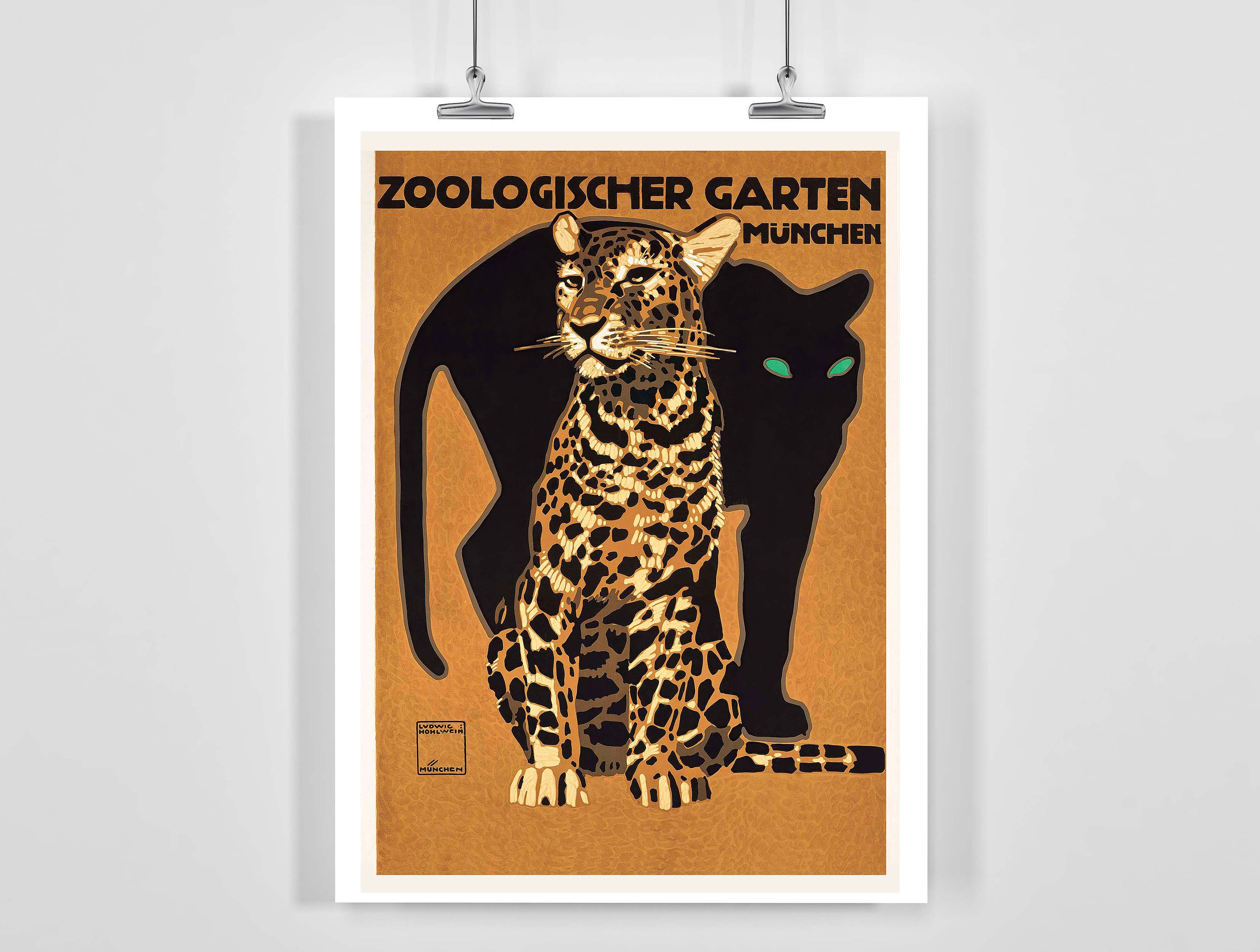 Zoologischer Garten München Black Panther Anf Leopard Vintage