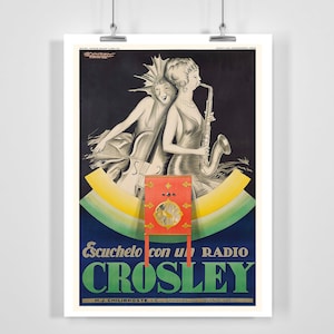 Crosley Radio Vintage Werbeplakat von Achille Mauzan - Gerahmt / Ungerahmt