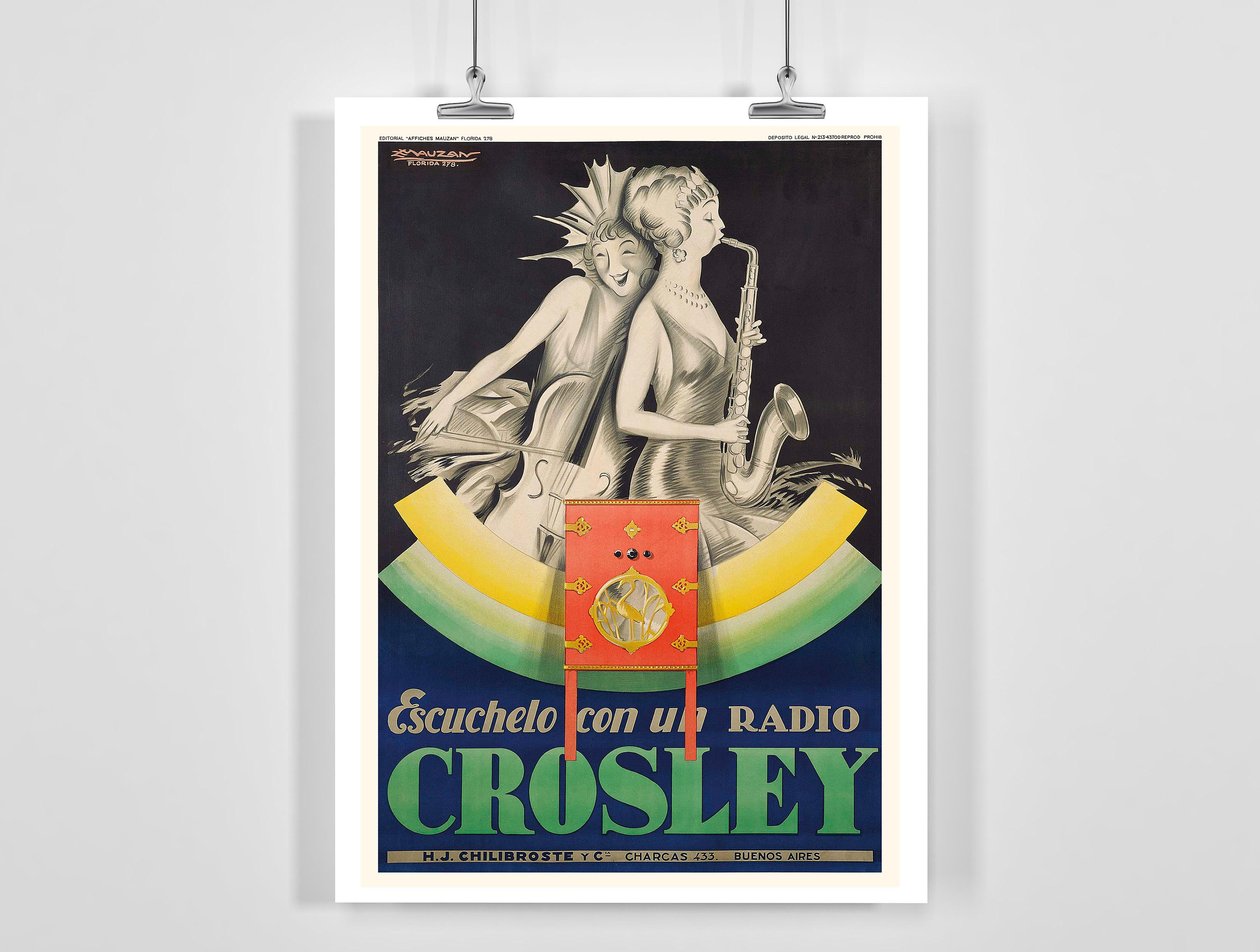 Crosley Radio Vintage Advertising Poster by Achille Mauzan - Framed / Unframed