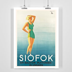 Siófok Lake Balaton Ungarn Vintage Reise Poster - Gerahmt/Ungerahmt