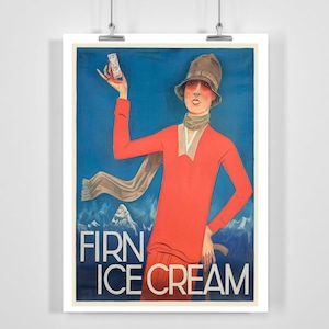 Swiss Ice Cream Vintage Werbeposter - gerahmt / ungerahmt