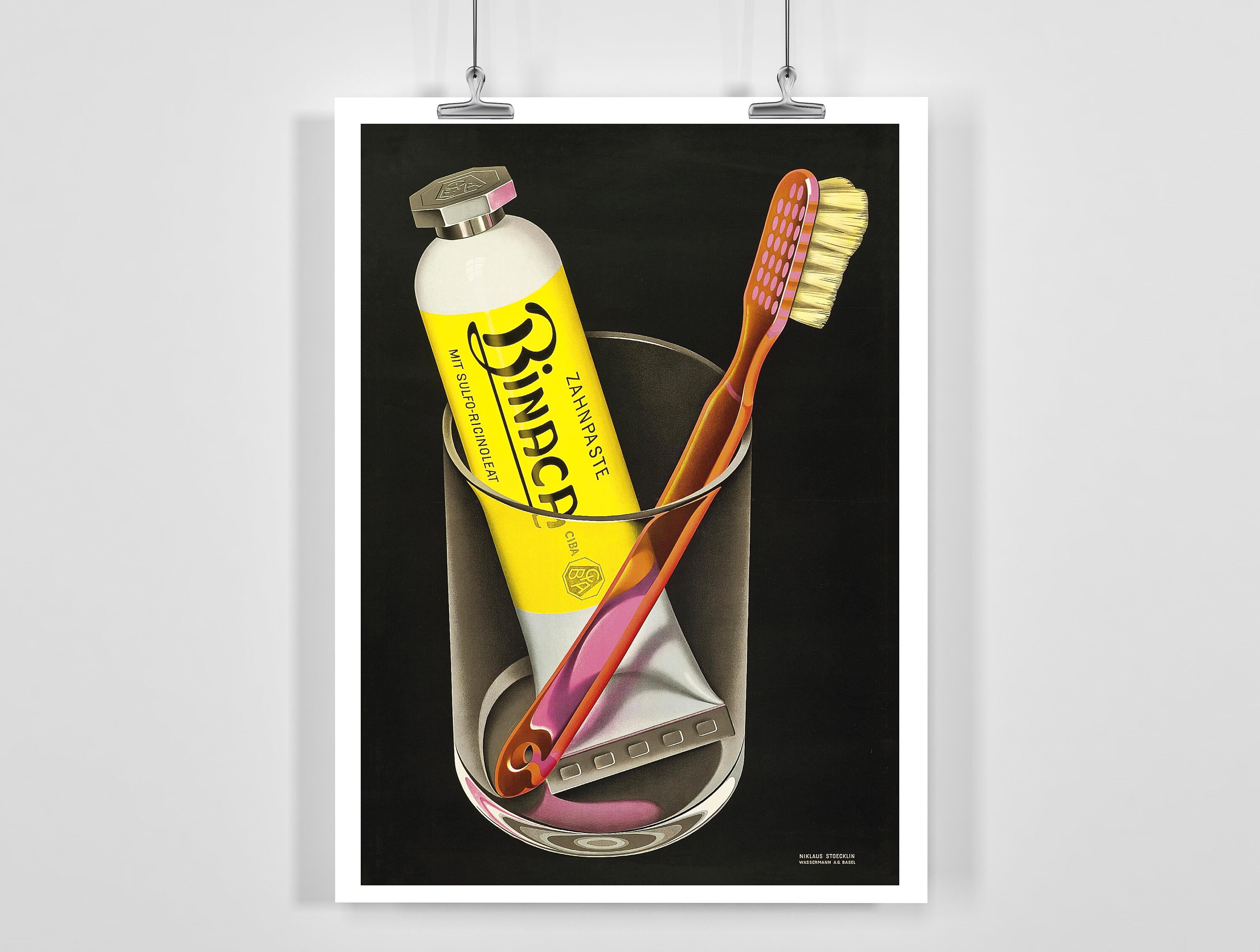 Binaca Toothpaste Vintage Advertising Poster by Stoecklin Etsy UK