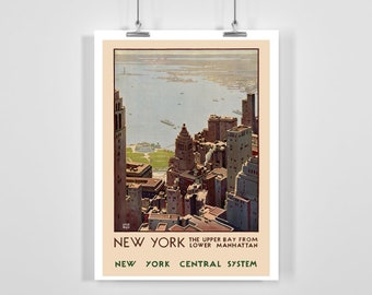 New York Manhattan United States Vintage Travel Poster - Framed / Unframed