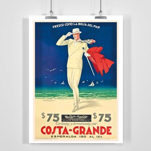 Costa-Grande Cool As The Sea Breeze Vintage Advertising Poster por Achille Mauzan - Enmarcado / Sin marco
