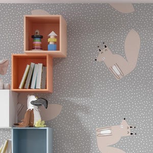 Carta da parati rimovibile con motivo a volpe per cameretta dei bambini – murale con motivo a bosco staccabile e attaccabile per la decorazione della cameretta dei bambini e graziosa decorazione murale con volpe