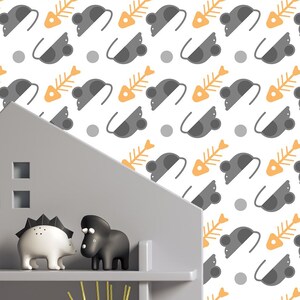 Carta da parati con topi, rimovibile, staccabile e attaccabile, decorazione per la cameretta dei bambini, carina, murale, facile da applicare e rimuovere.