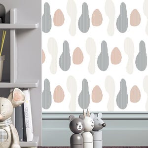 Neutral Kid Design Pattern Wallpaper / Removable Wallpaper / Peel and Stick / Gender Neutral Nursery Decor / Soft Tones Kids Room Mural