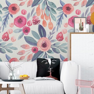 Wallpaper Floral Amara Delicate Feminine Peel and Stick Flower Design for Bedroom & Living Room Decor