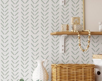 Lime Cream Nursery Wallpaper for Kids/boys, Removable Wallpaper Sage Herringbone Peel and Stick Wall Sticker,Self-Adhesive Bedroom Wallpaper
