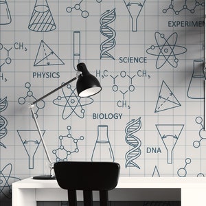 Wissenschaftliche Tapete Kinder, Kinderzimmer Tapete, Abnehmbare Wissenschaftstapete Licht, Schälen und Aufkleben Wandaufkleber, Selbstklebende Tapete NW126