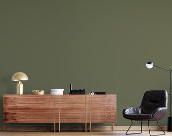 Green Solid Color Peel and Stick Wallpaper: Wabi-Sabi Home Decor