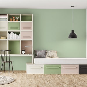 Tapete zum Abziehen und Aufkleben Limette creme, hellgrüne einfarbige Tapete, Tapete zum Abziehen und Aufkleben, selbstklebende Tapete für Schlafzimmer NWC27