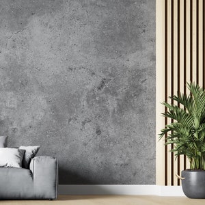 Limewash Grey Concrete Texture Removable Wallpaper – Peel & Stick Cement Wall Covering for Industrial Decor