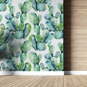 Carta da parati autoadesiva con motivo a cactus/natura per l'arredamento della casa e la camera da letto