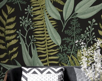 Tropical Removable Wallpaper with Jungle Leaves NW428