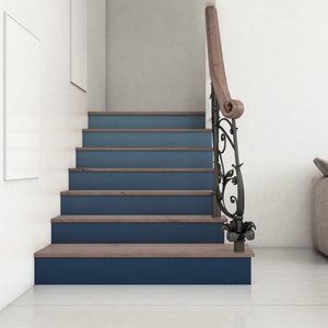 Stair Riser Removable Wallpaper for stairs with Blue gradient, Navy Blue Ombre, Self Adhesive Stair Sticker, NWG033 image 1