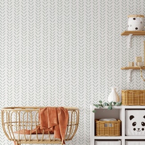 Nursery Wallpaper for Kids/boys, Removable Wallpaper, Sage Herringbone Peel and Stick Wall Sticker, Self-Adhesive Bedroom Wallpaper NW656