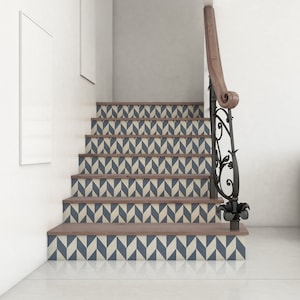 Stair Riser Removable Wallpaper with Chevron Pattern, WallPaper for Stairs, Self Adhesive Stair Sticker, NWT003
