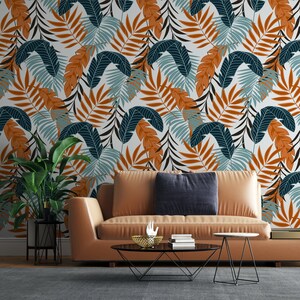 Papier peint autocollant avec feuilles | Sticker mural nature auto-adhésif pour décoration d'intérieur et décoration de chambre