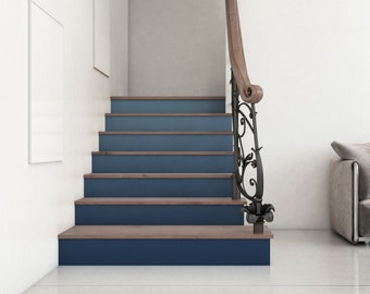 Stair Riser Removable Wallpaper for stairs with Blue gradient, Navy Blue Ombre, Self Adhesive Stair Sticker, NWG033