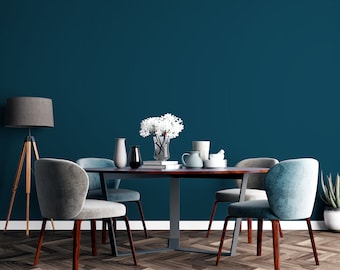 Teal Solid Wallpaper Peel and Stick Wall Mural Modern Minimalist Living Room