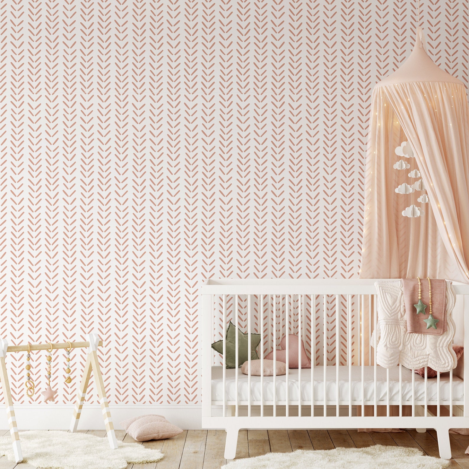 Nursery Wallpaper Removable Wallpaper for Kids Terracotta Etsy
