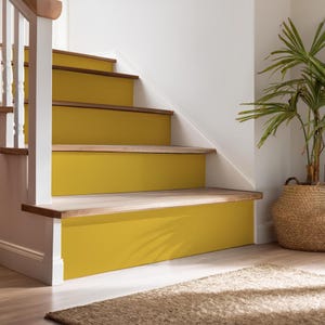 Adesivi per alzate scale giallo senape, adesivi autoadesivi a tinta unita per scale, decorazioni per scale fai da te facili da installare