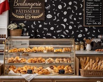Croissant Peel and Stick Wallpaper French Bakery Cafe Wall Mural Coffee Shop Kitchen Decor