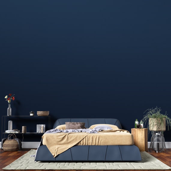 Peel And Stick Wallpaper Navy Blue Color Gradient Ombre Etsy