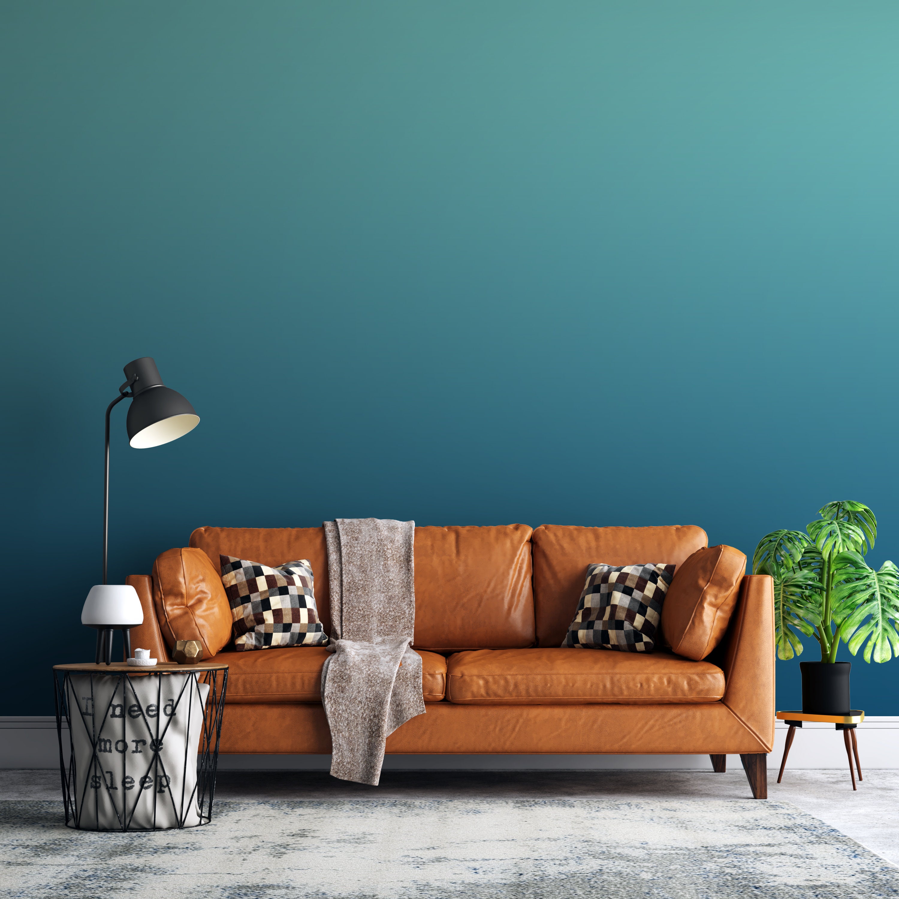 Peel And Stick Wallpaper Teal color gradient Teal Ombre | Etsy