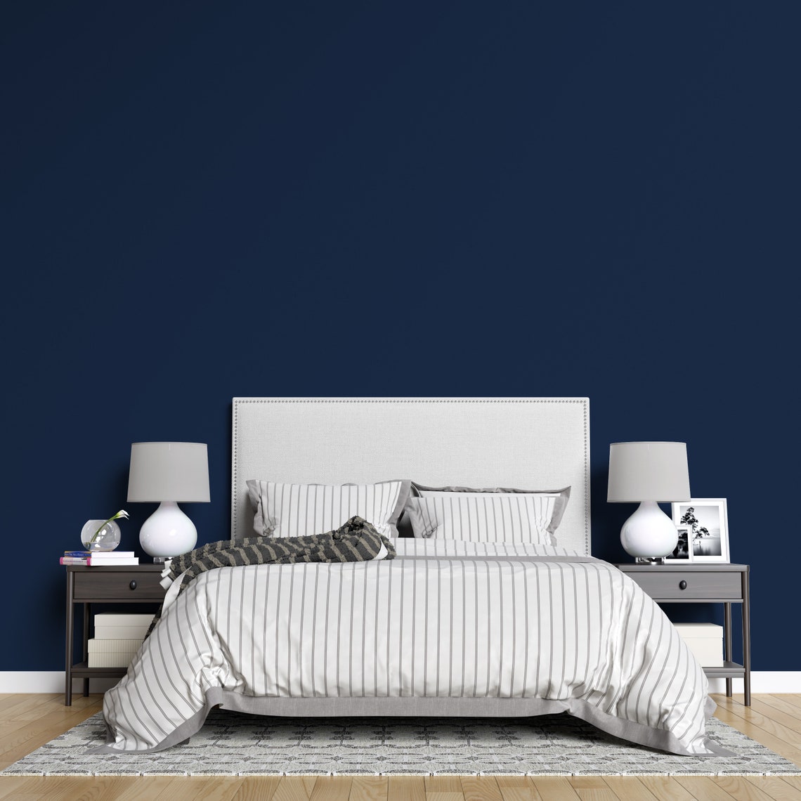 Peel and Stick Wallpaper Navy Blue Solid Color Wallpaper for Etsy