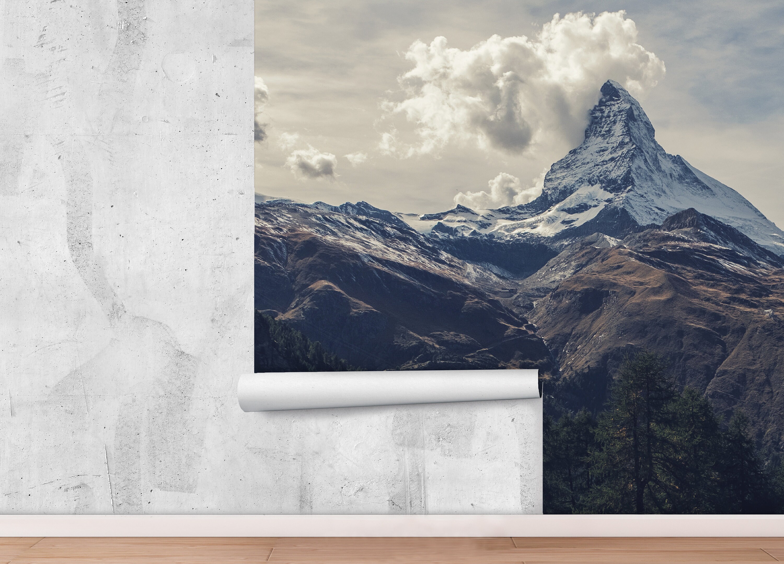 Peel And Stick Mural With Mountain View Nature Wallpaper | Etsy