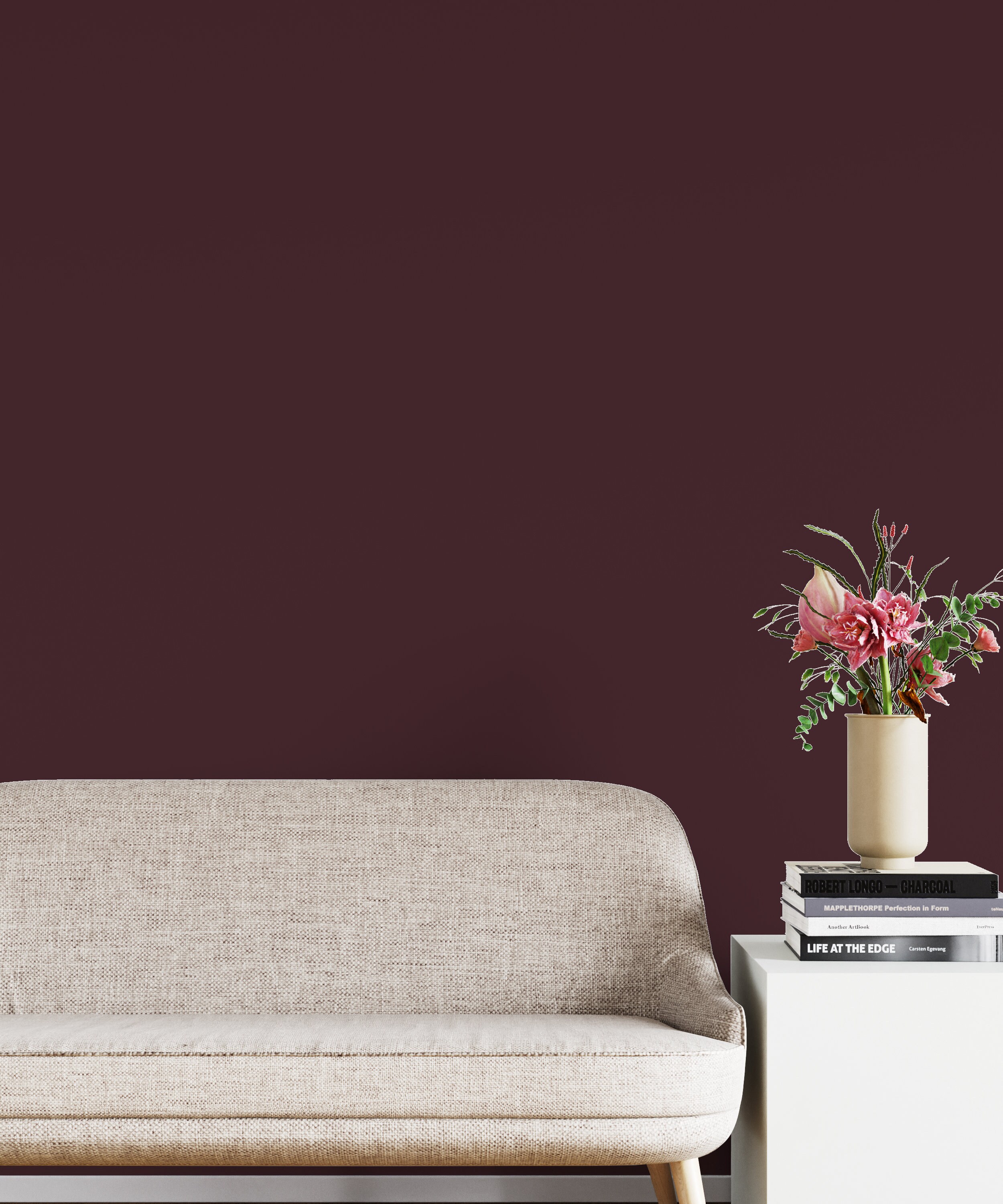 Peel and Stick Wallpaper Dark Red Solid Color Home Decor Etsy