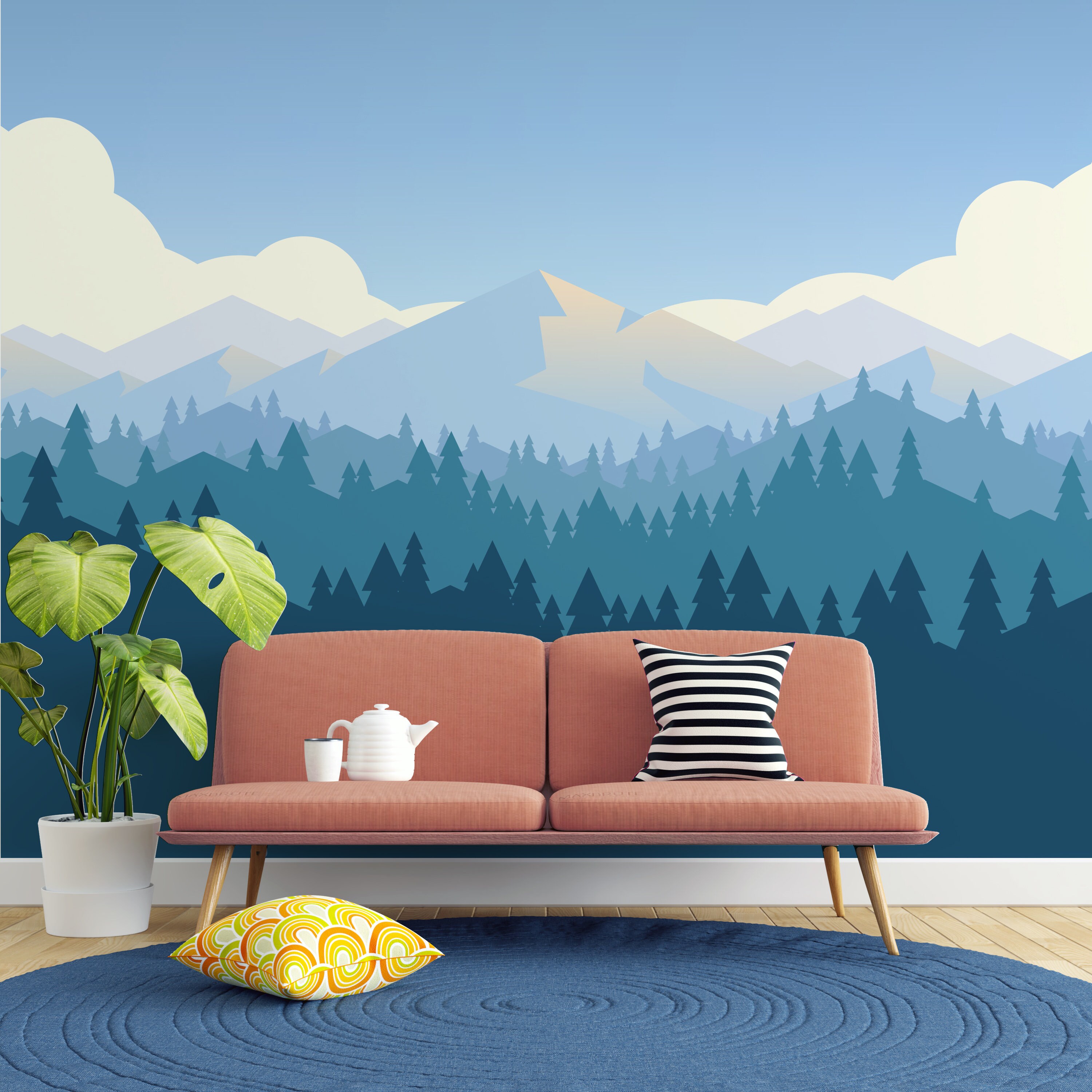 Peel And Stick Mural With a Forest View Nature Wallpaper | Etsy