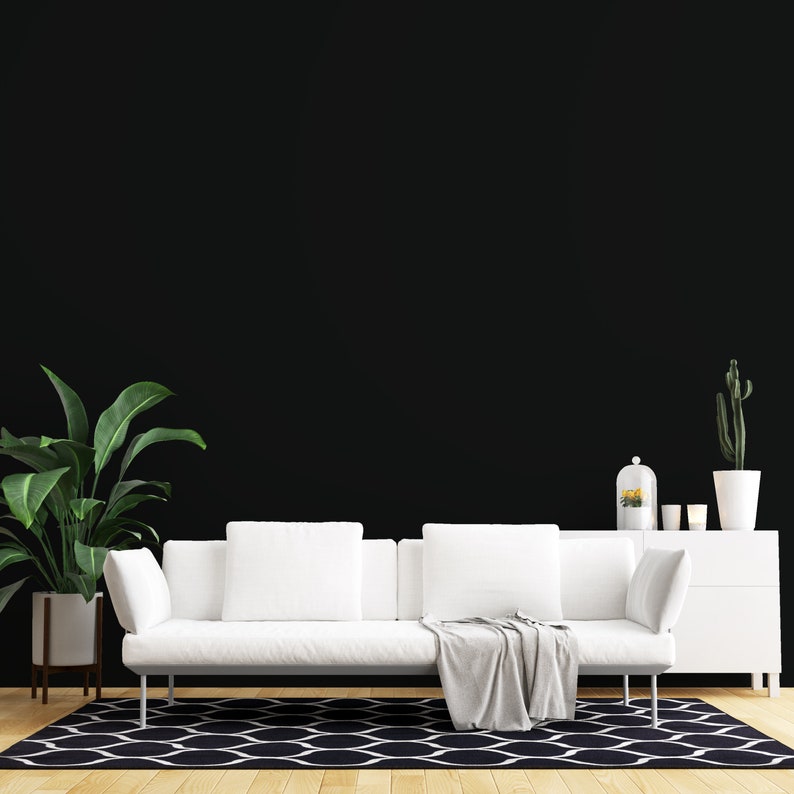 Peel and Stick Wallpaper Dark Gray Solid Color Home Decor Etsy