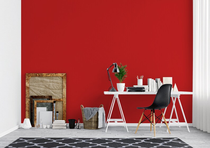 Peel and Stick Wallpaper Bright Red Solid Color Home Decor | Etsy