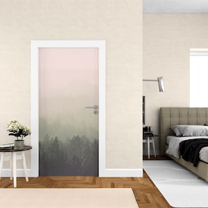 Door Decal with Forest, Nature Removable Wallpaper, Self-Adhesive Door mural, Decorative art for interior doors, peel and stick NWD021