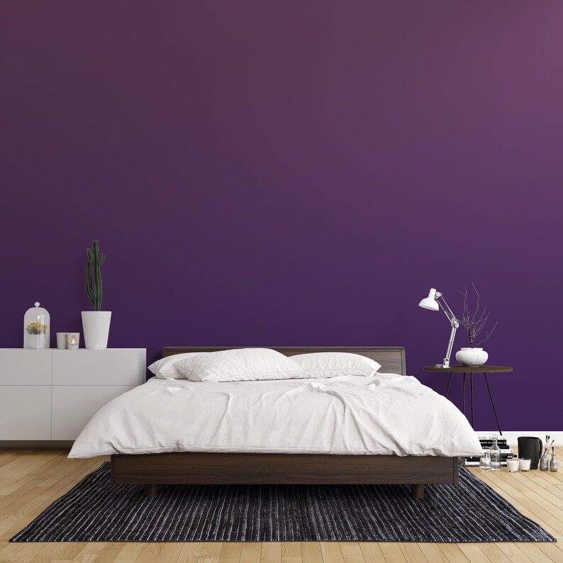 Peel And Stick Wallpaper Dark Purple gradient Dark Purple | Etsy