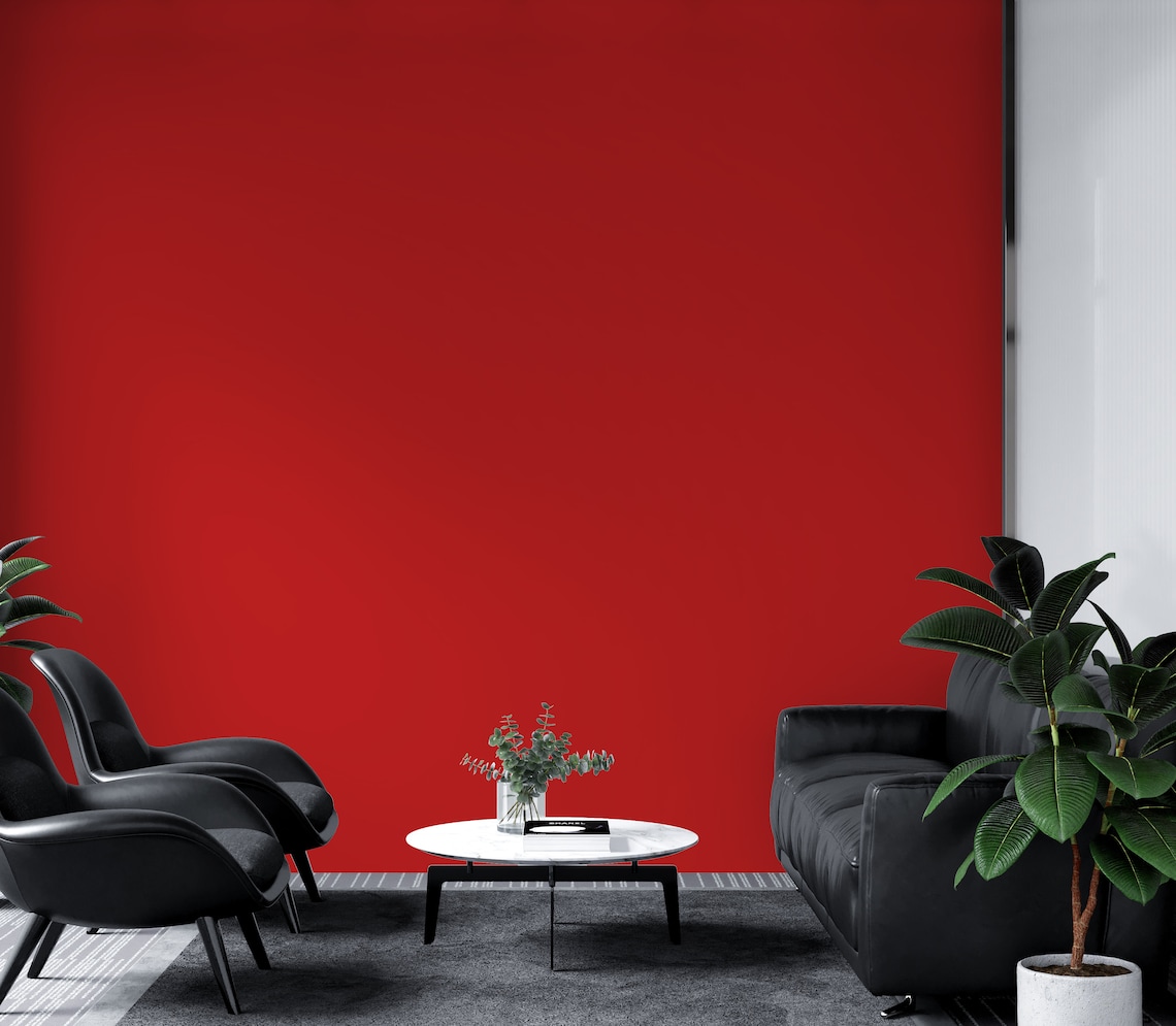 Peel And Stick Wallpaper Bright Red solid color Home Decor | Etsy