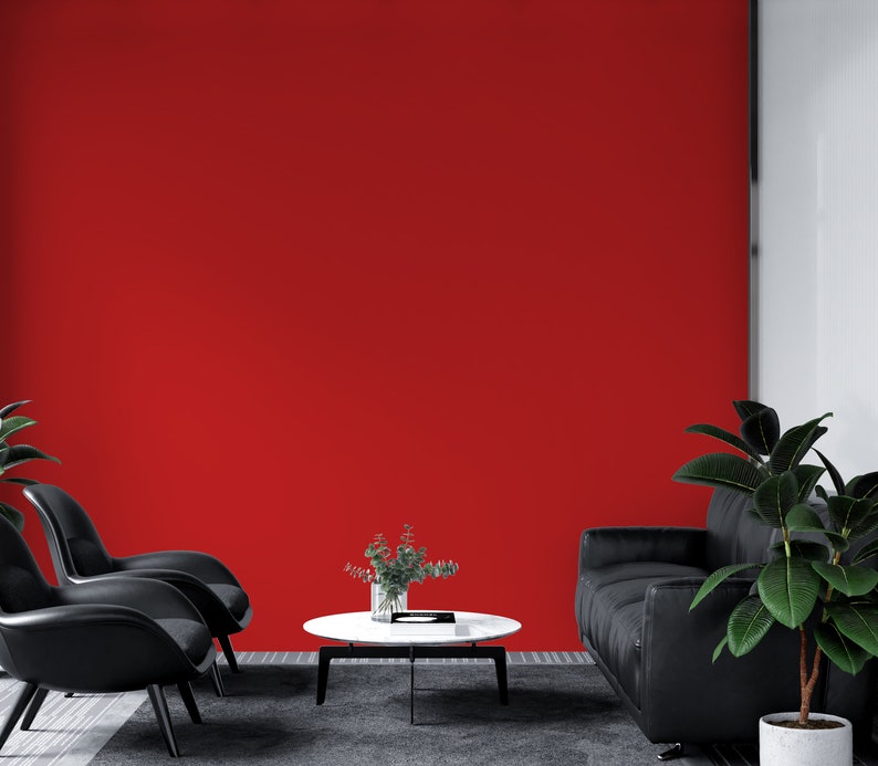 Peel and Stick Wallpaper Bright Red Solid Color Home Decor Etsy